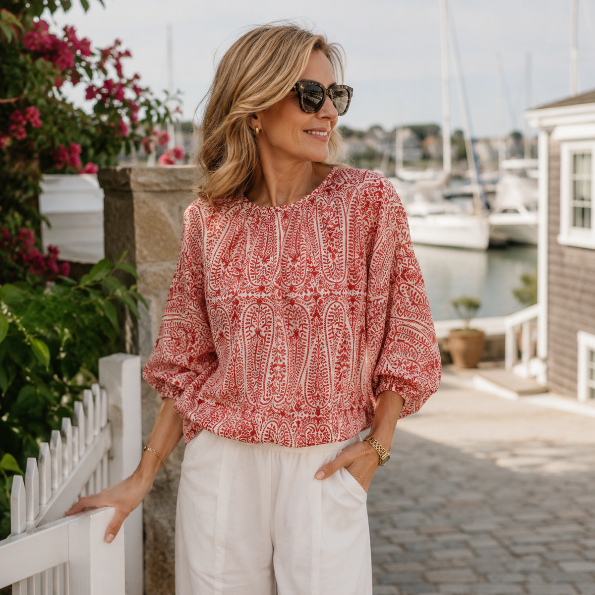 Maya | Casual Back Bow Printed Blouse