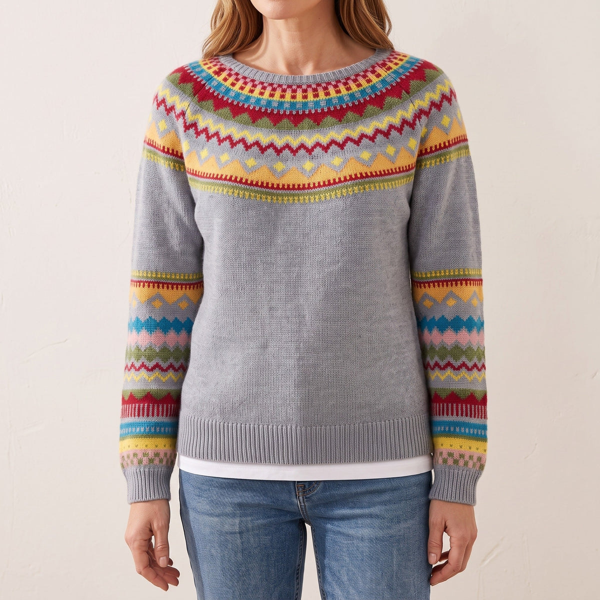 Antonia™ — Fair Isle Yoke Sweater