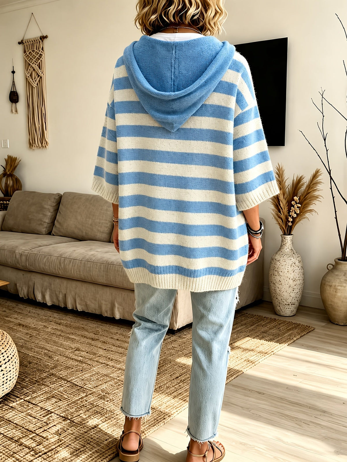 Giselle™ | Striped Hooded Cape Sweater