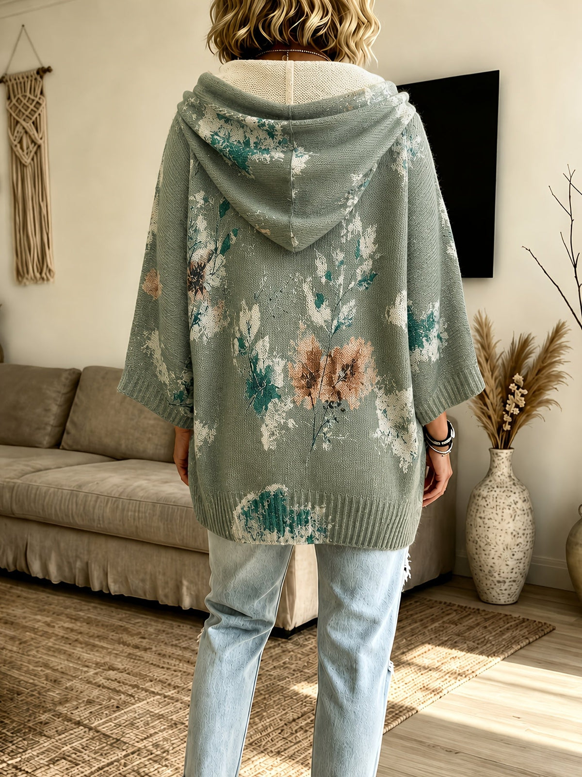 Blythe™ | Floral Hooded Cape Sweater