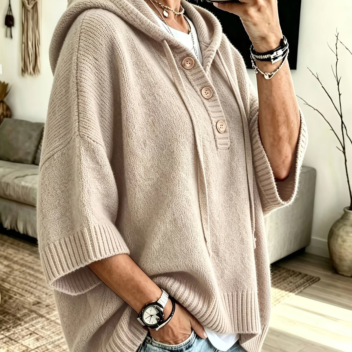Gilda™ | Puff Sleeve Hooded Sweater