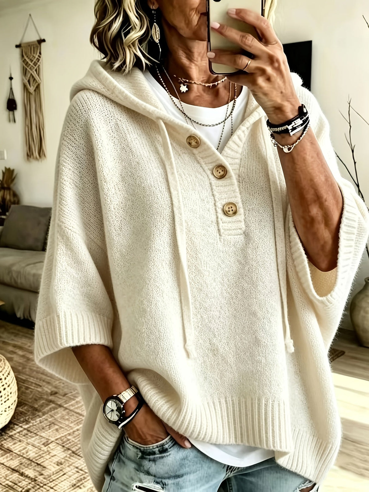 Gilda™ | Puff Sleeve Hooded Sweater