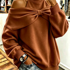 Skylar Bow-Accent Off-Shoulder Sweatshirt - lifestyle
