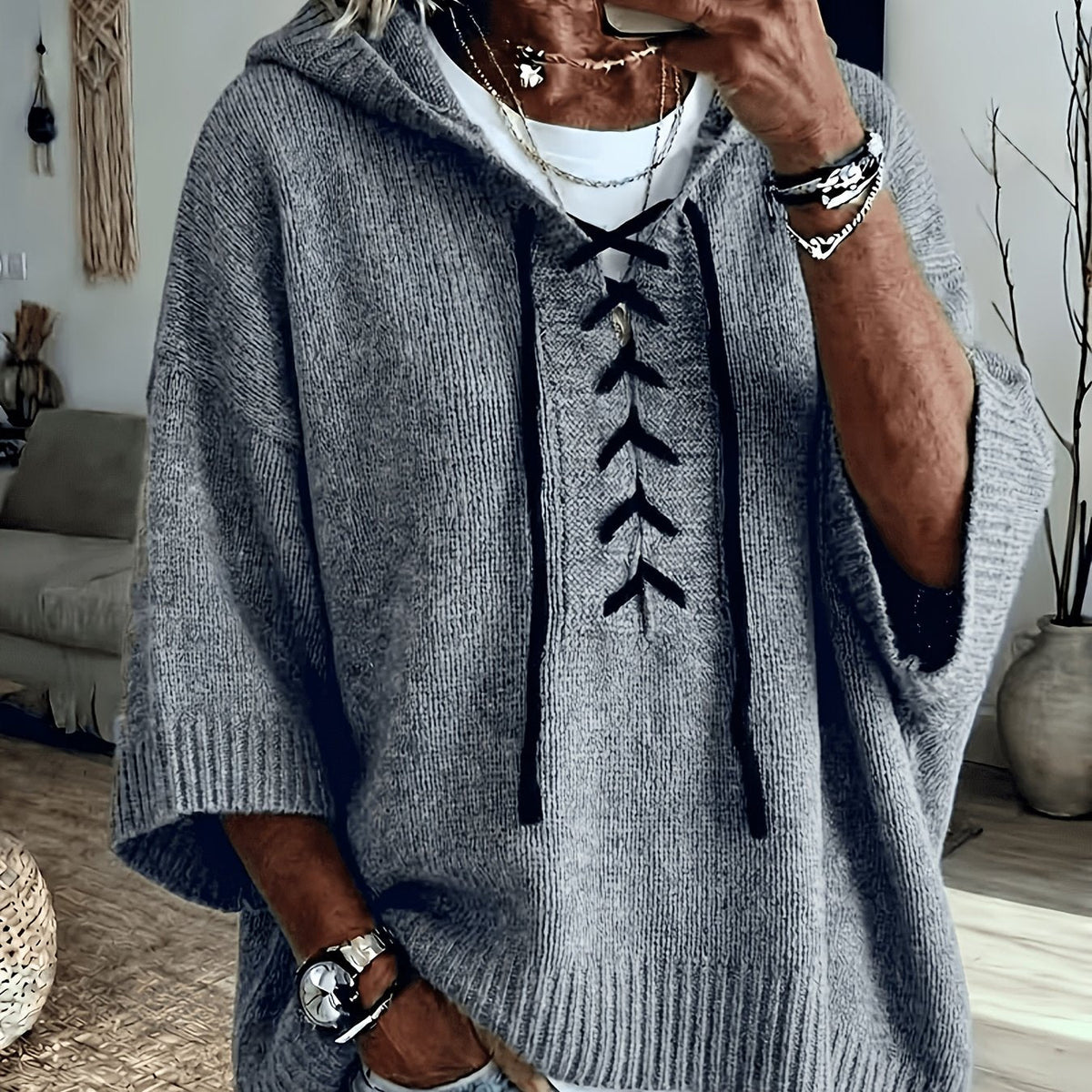 Krista™ | Cross-Drawstring Hooded Sweater