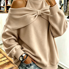 Skylar Bow-Accent Off-Shoulder Sweatshirt - back