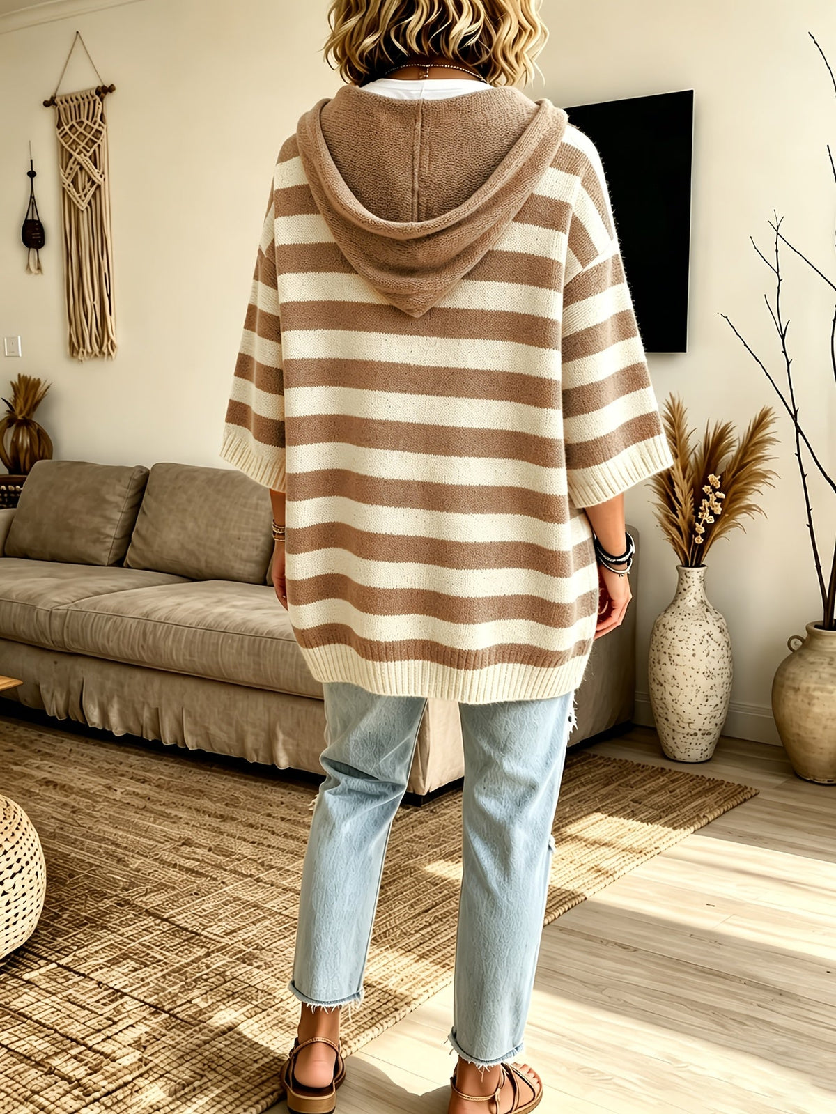 Giselle™ | Striped Hooded Cape Sweater