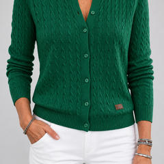 Tilde cable-knit button cardigan, front view