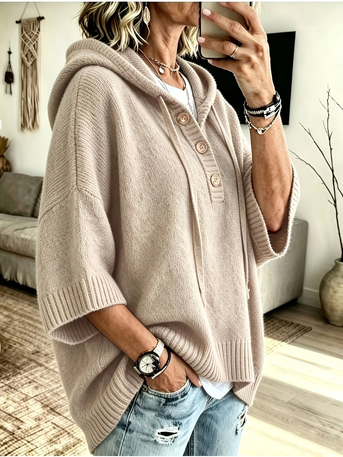 Gilda™ | Puff Sleeve Hooded Sweater