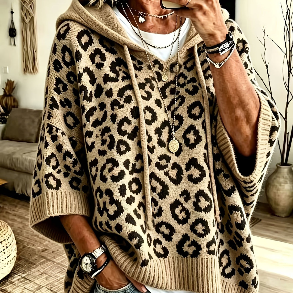 Marietta™ | Leopard Print Hooded Sweater