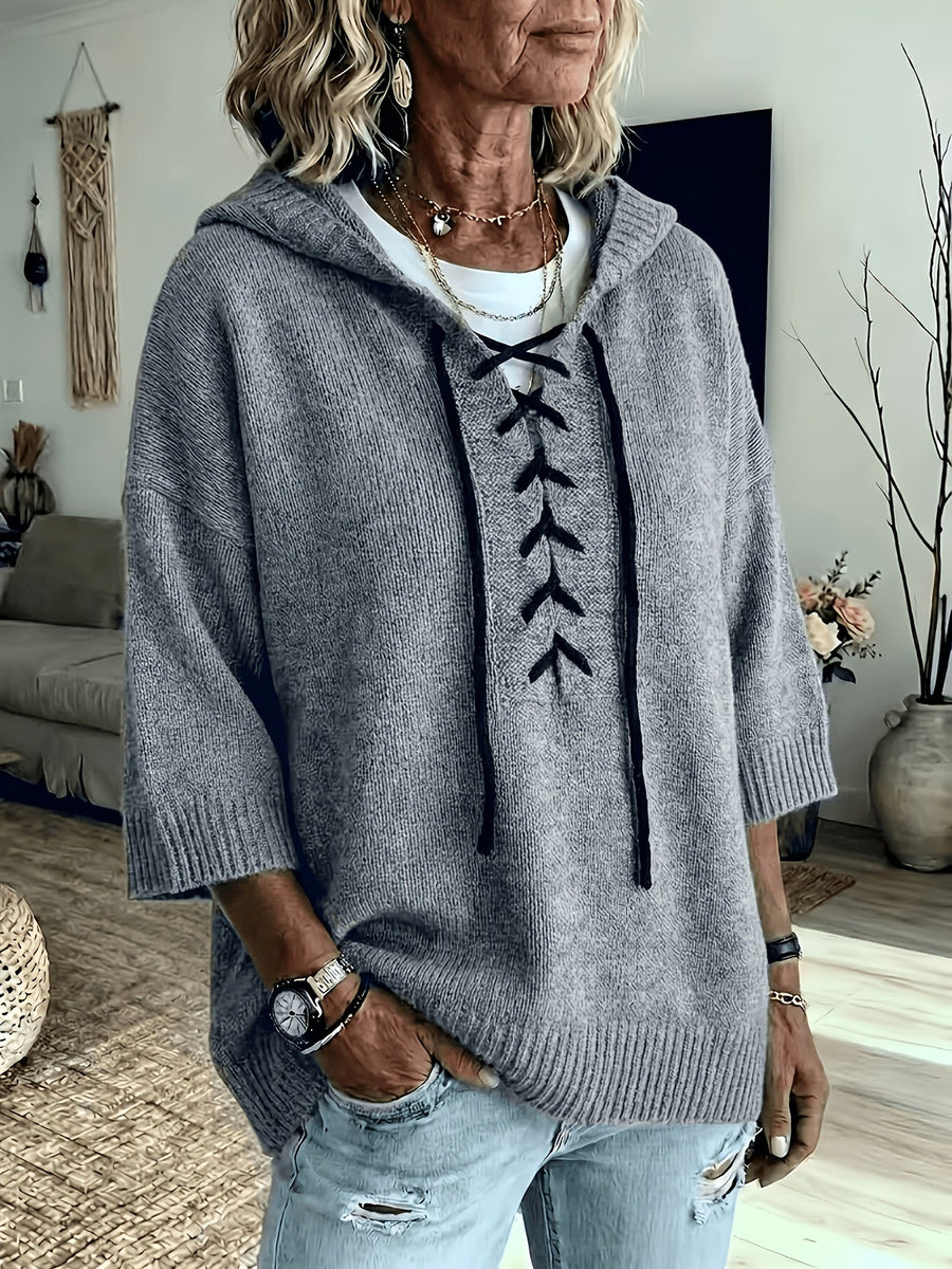 Krista™ | Cross-Drawstring Hooded Sweater