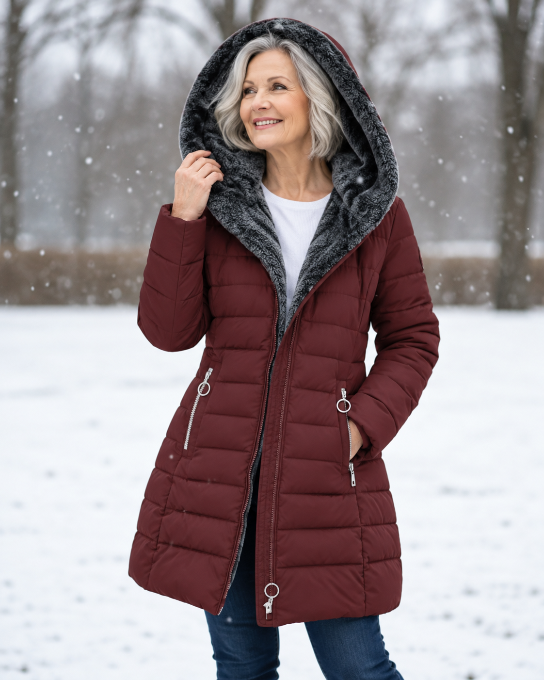 Marga | Warm Quilted Winter Coat with Hood