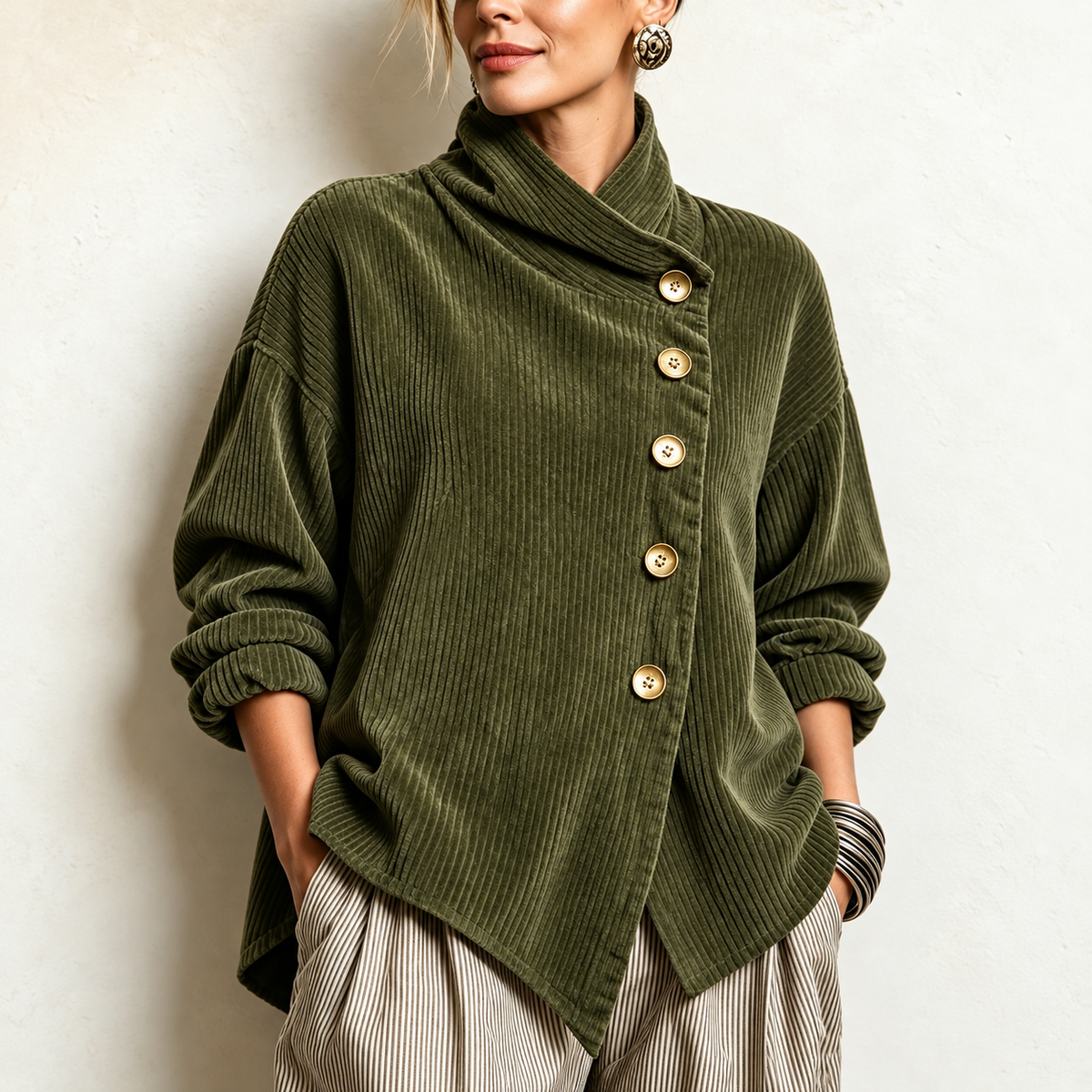 Briar | Funnel-Neck Corduroy Top