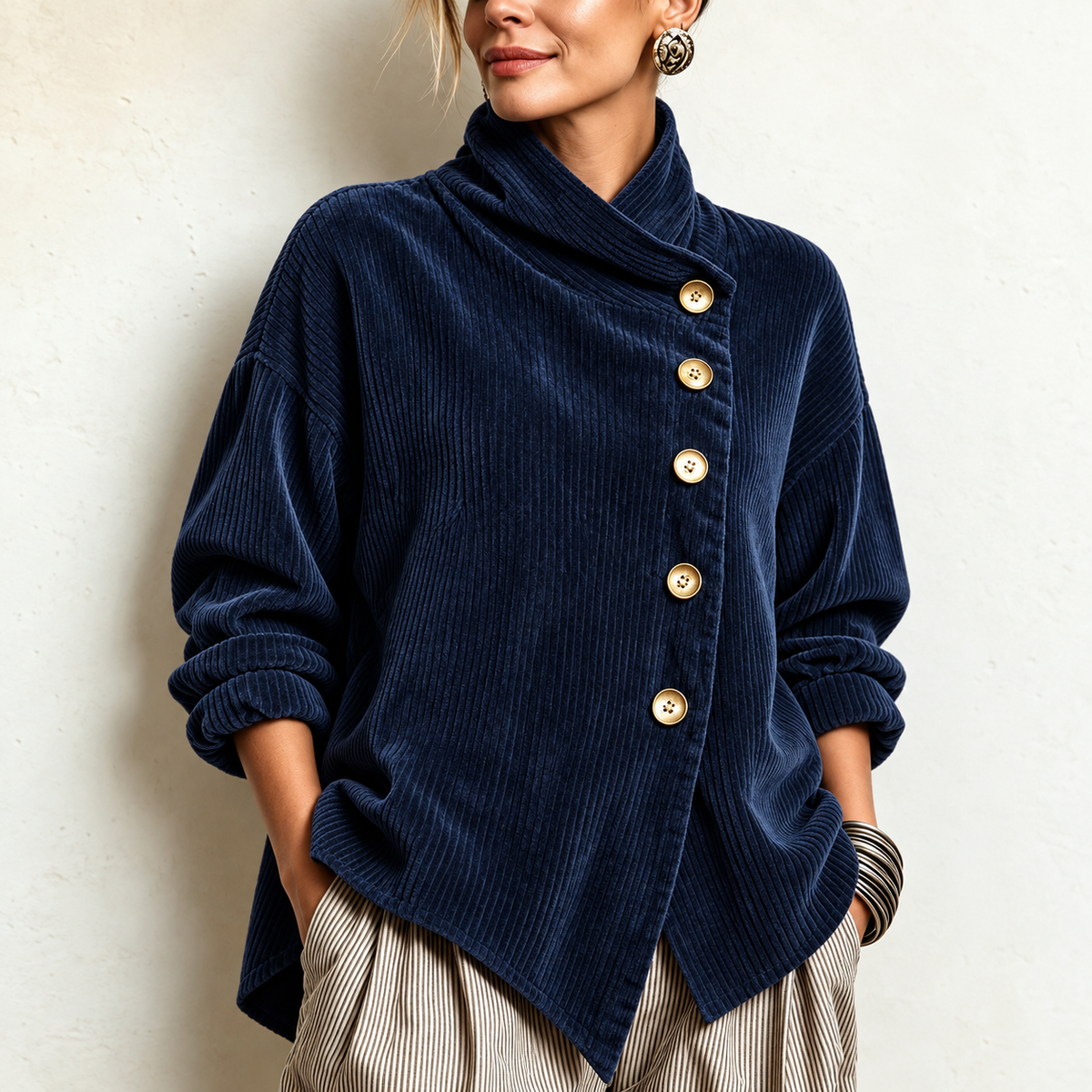 Briar | Funnel-Neck Corduroy Top