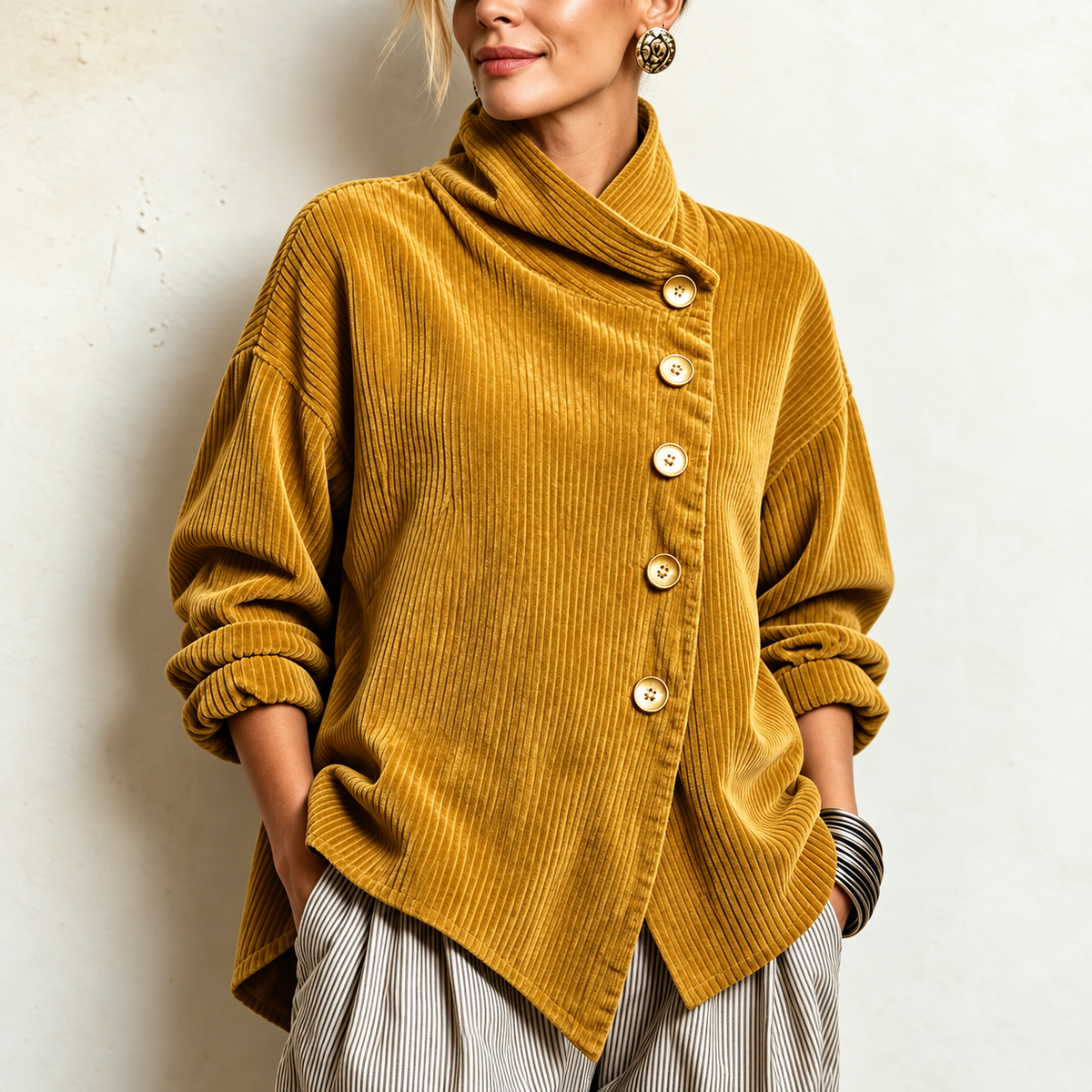 Briar | Funnel-Neck Corduroy Top