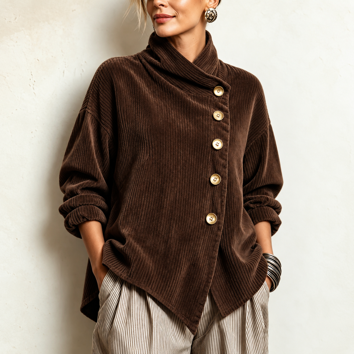 Briar | Funnel-Neck Corduroy Top