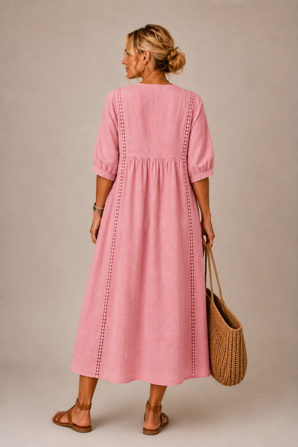 Soline – Summer Midi Dress in Linen and Cotton