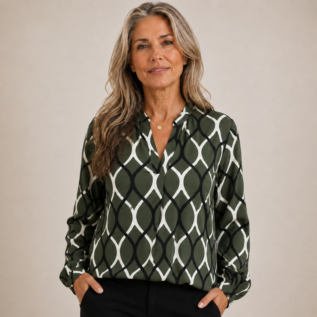 Christabel | Casual Long-Sleeve Patterned Blouse