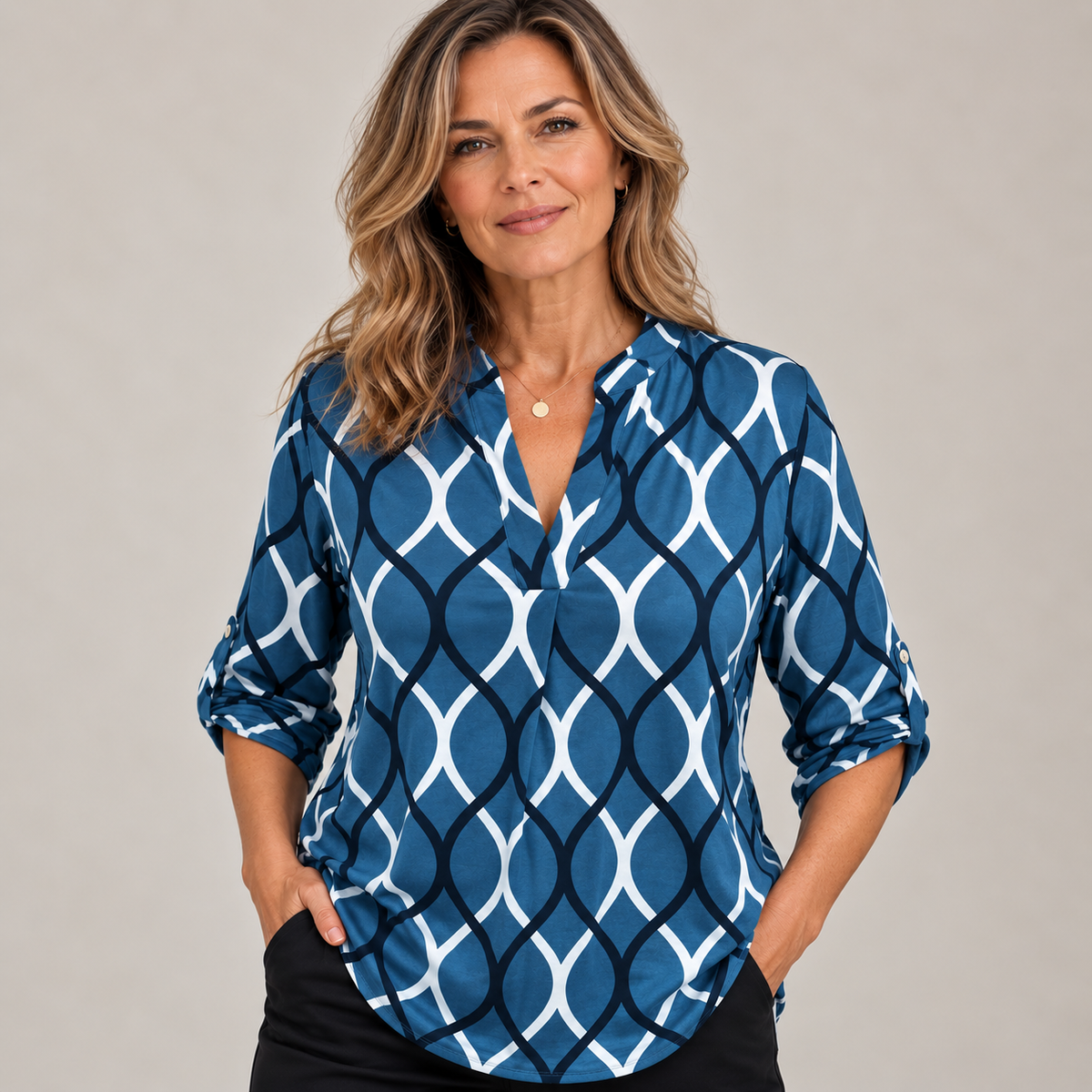Christabel | Casual Long-Sleeve Patterned Blouse