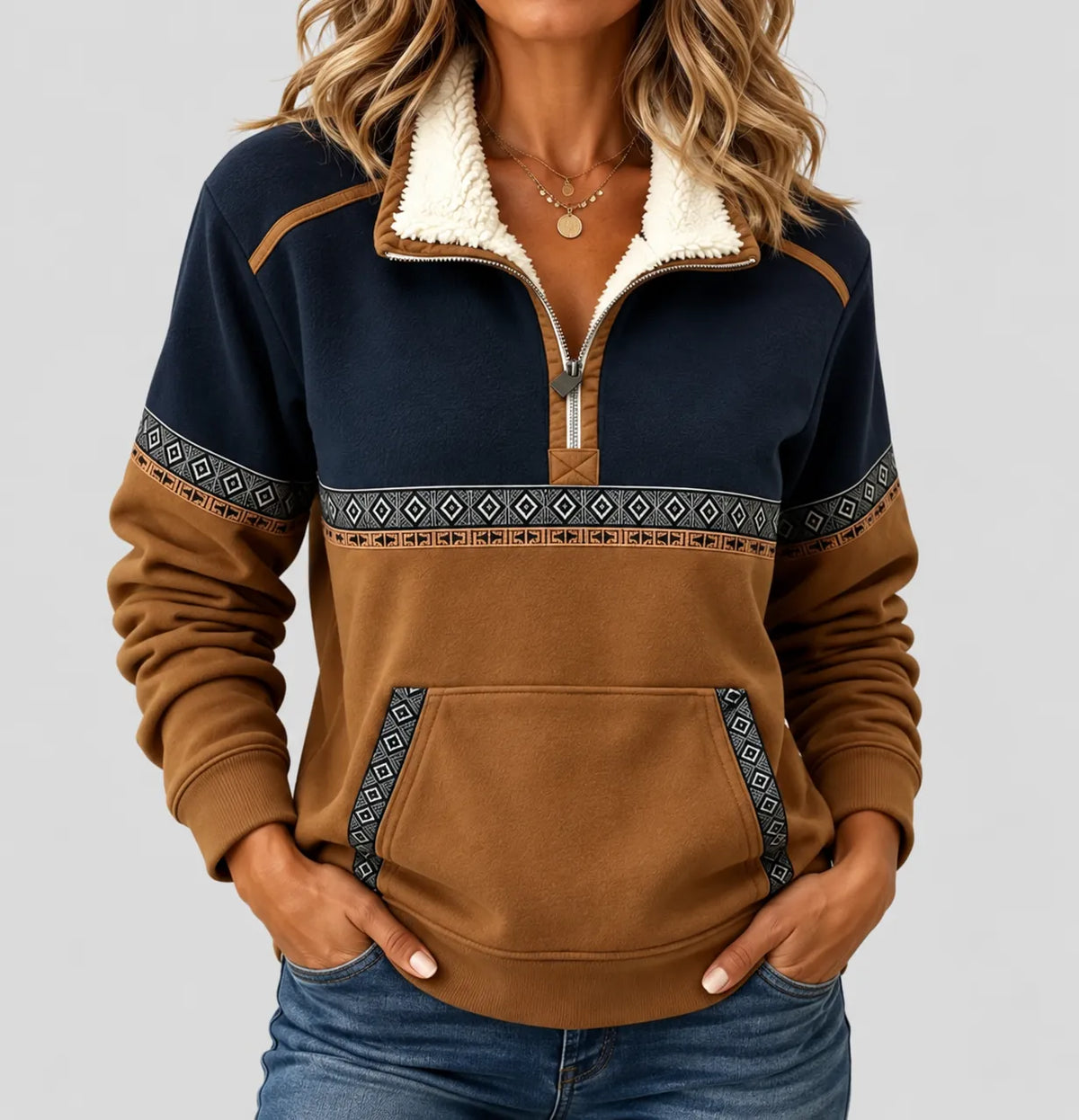 Harper | Sherpa Collar Half-Zip Sweater
