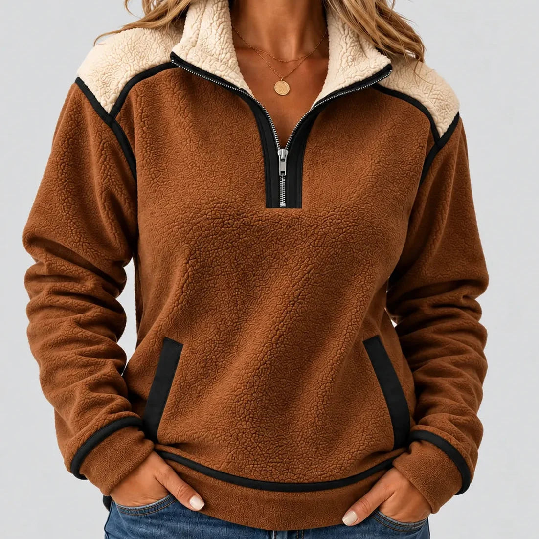 Harper | Sherpa Collar Half-Zip Sweater