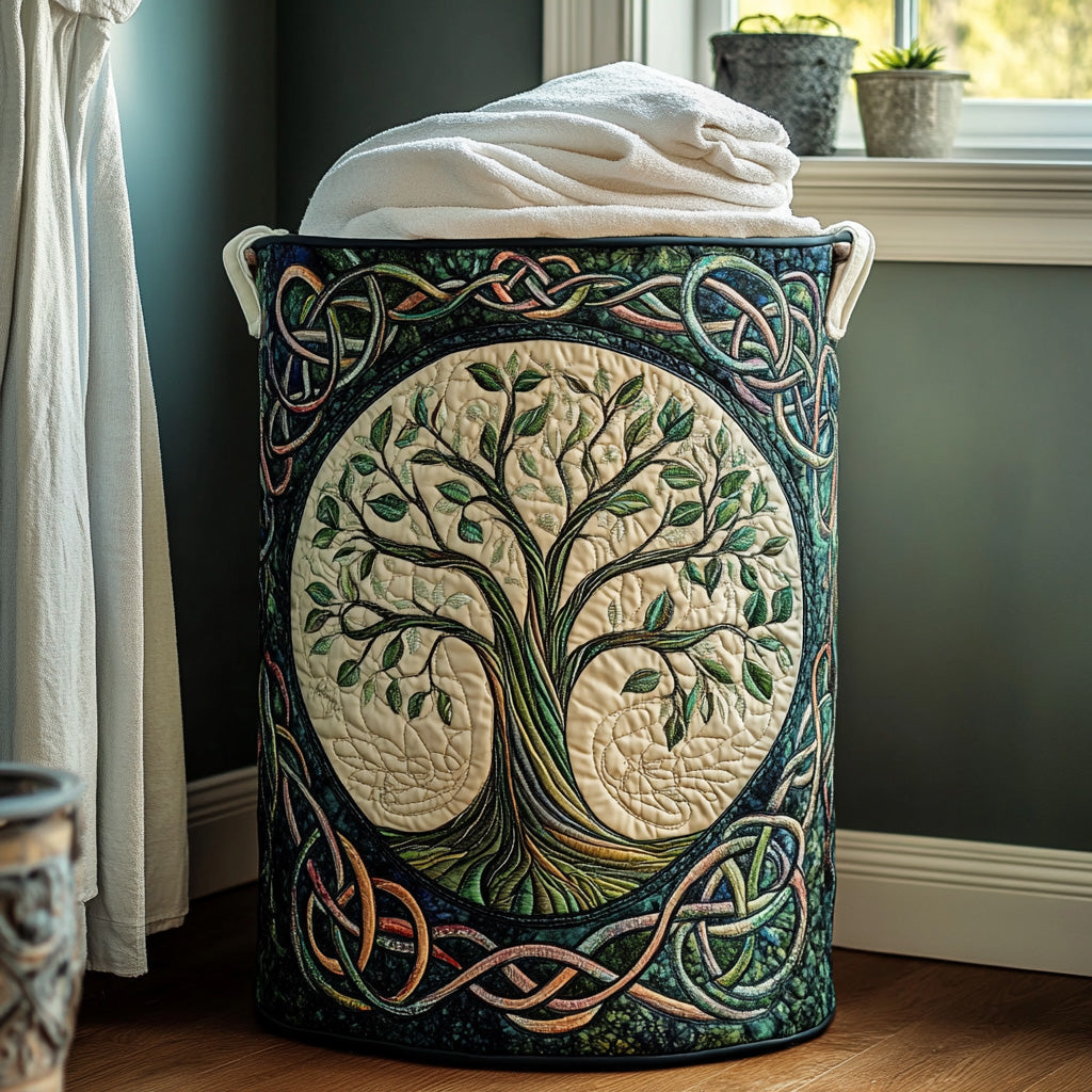 Norene™ Tree of Life Quilted Laundry Basket
