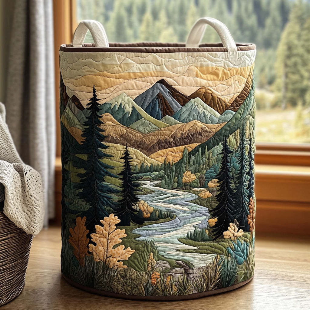 Lorna™ Mountain River Quilted Laundry Basket