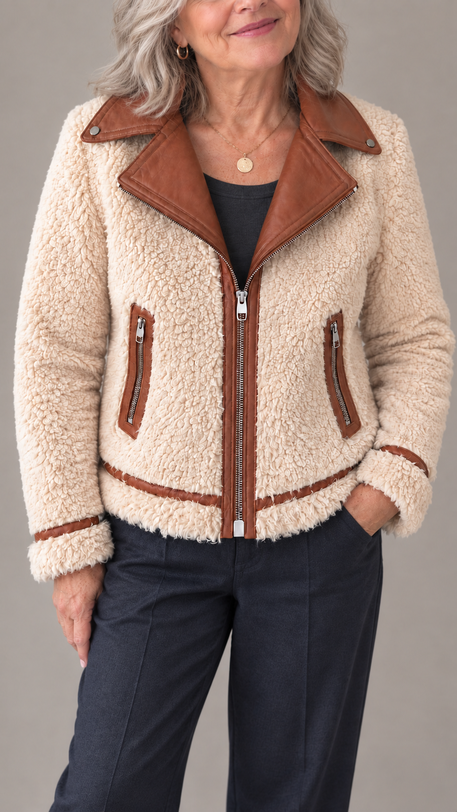 Eleanora | Timeless Beige Shearling Jacket