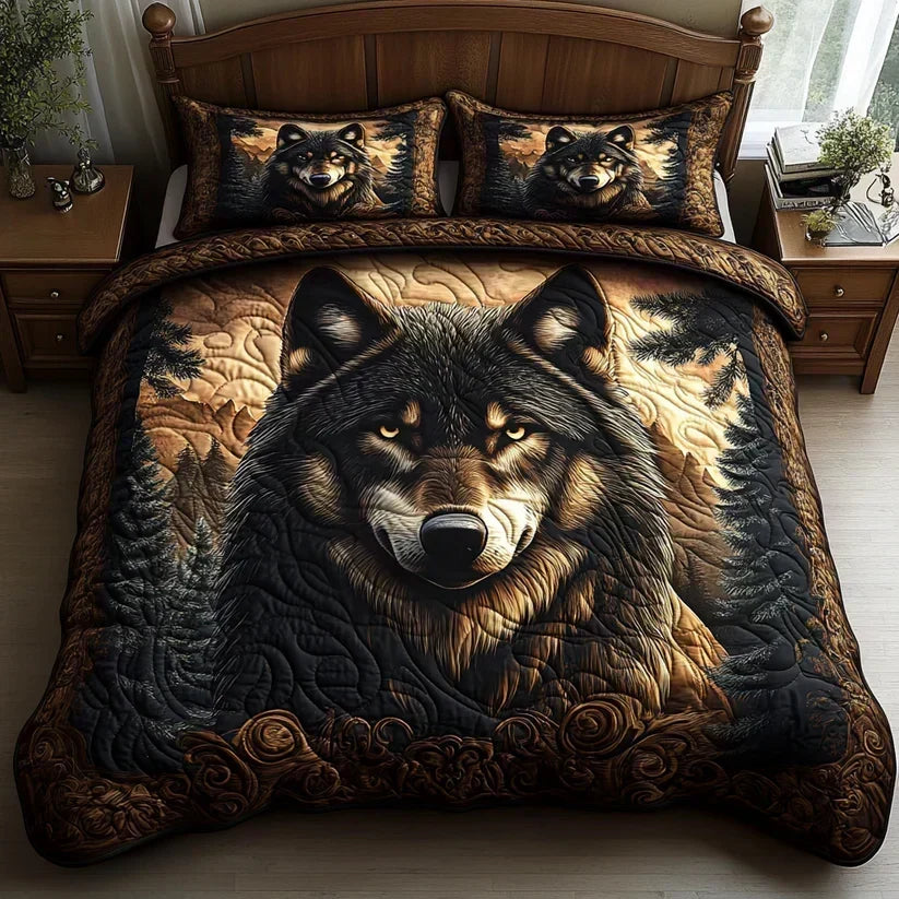 3-Piece Quilted Bedding Set – Woodland Animals