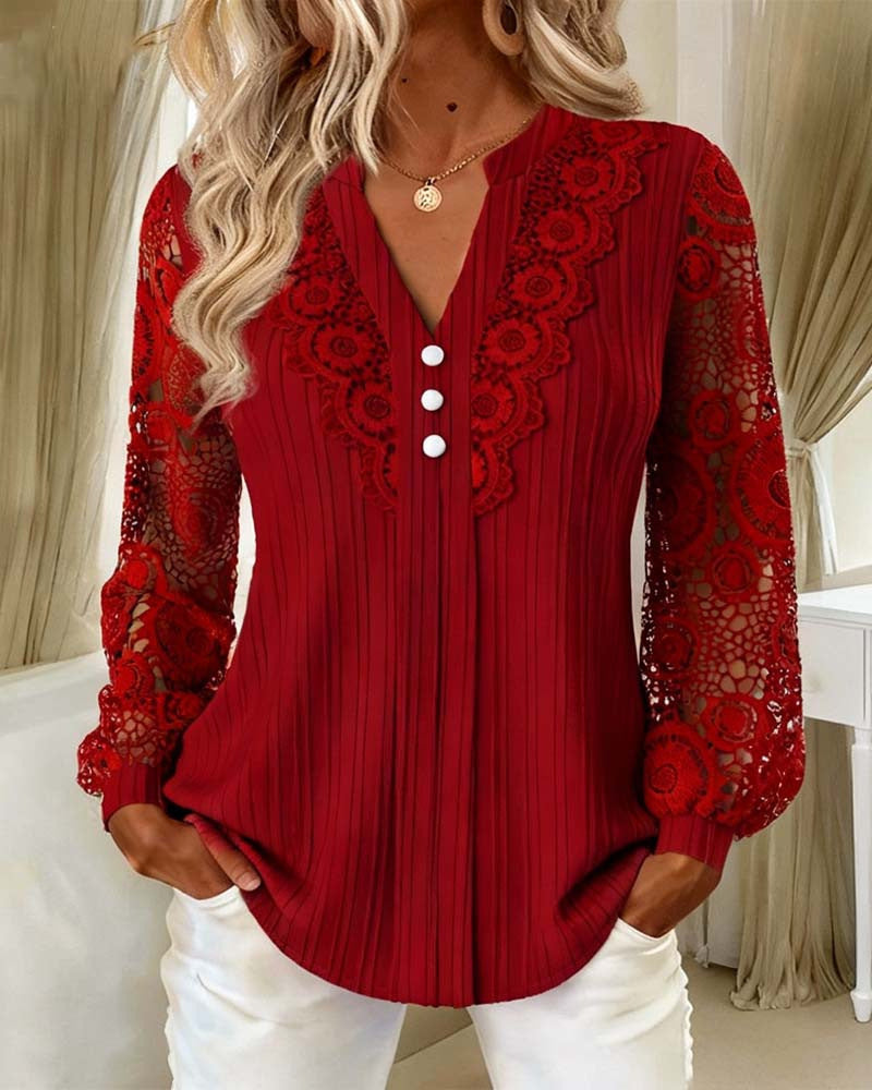 Eleanor | Lace V-Neck Blouse