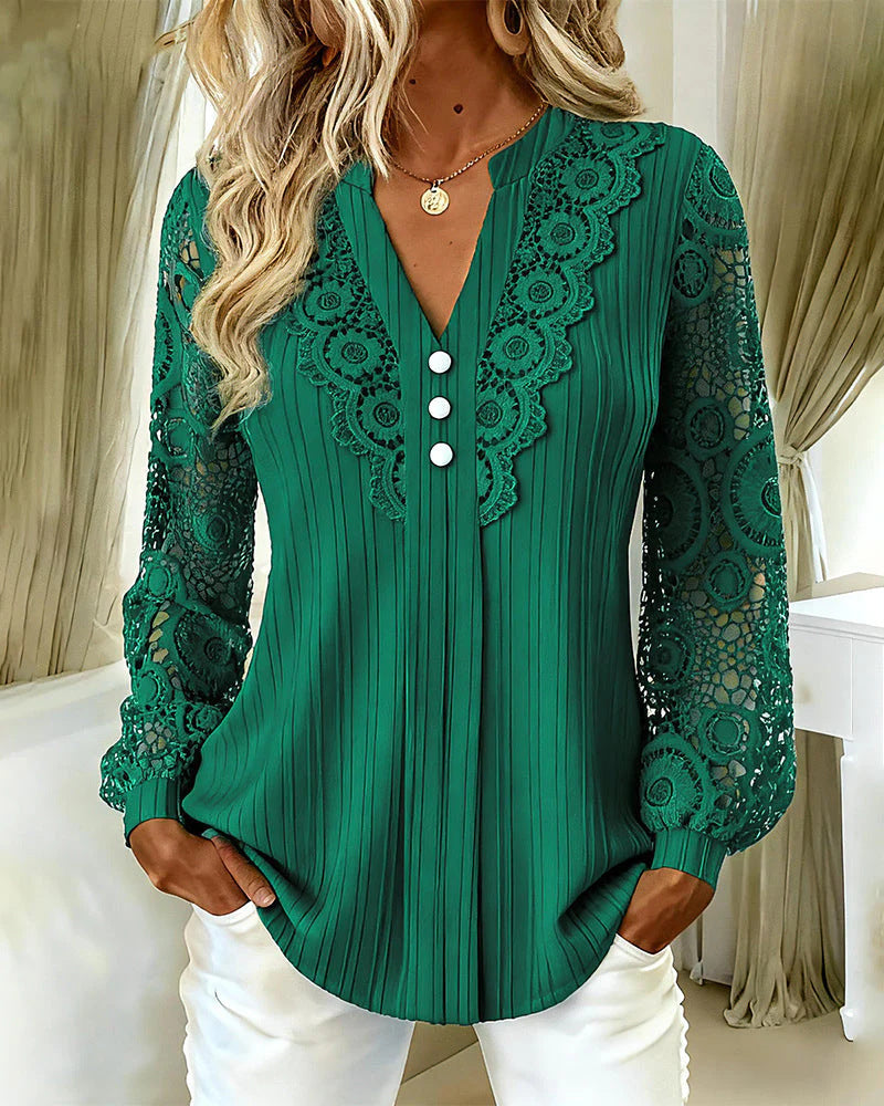 Eleanor | Lace V-Neck Blouse
