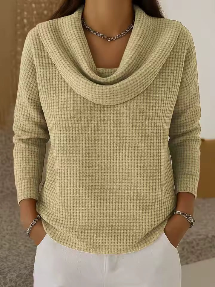 Waffle | Draped-Neck Sweater