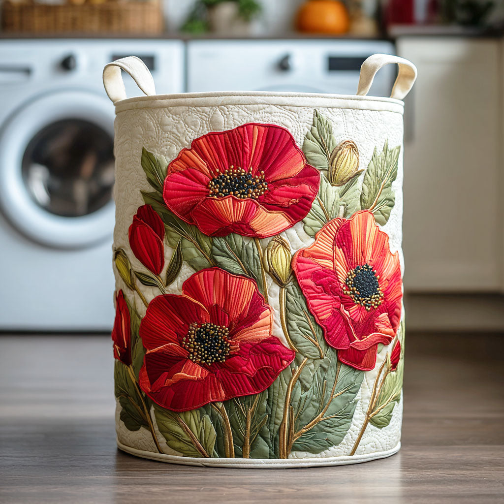 Irma™ Red Poppy Quilted Laundry Basket
