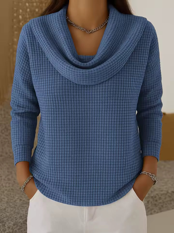 Waffle | Draped-Neck Sweater