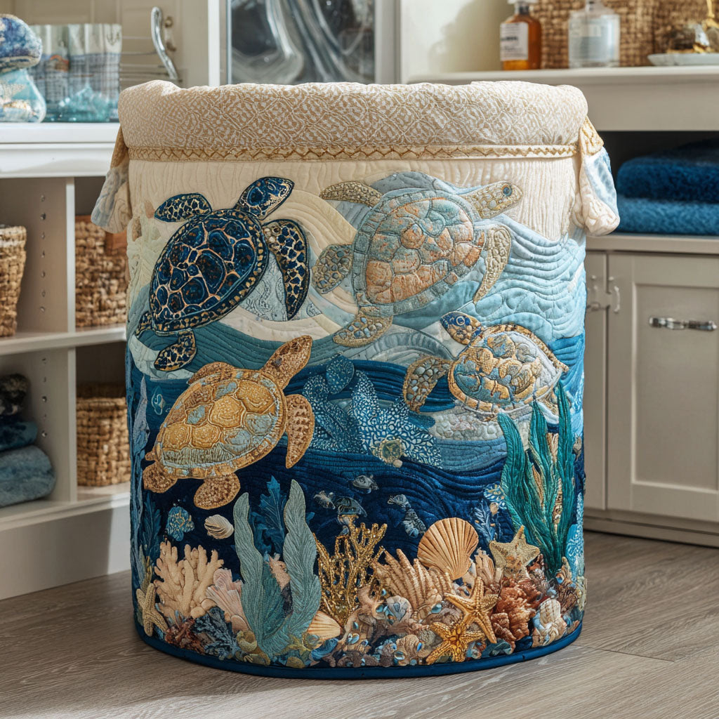 Sandra™ Sea Turtle Quilted Laundry Basket