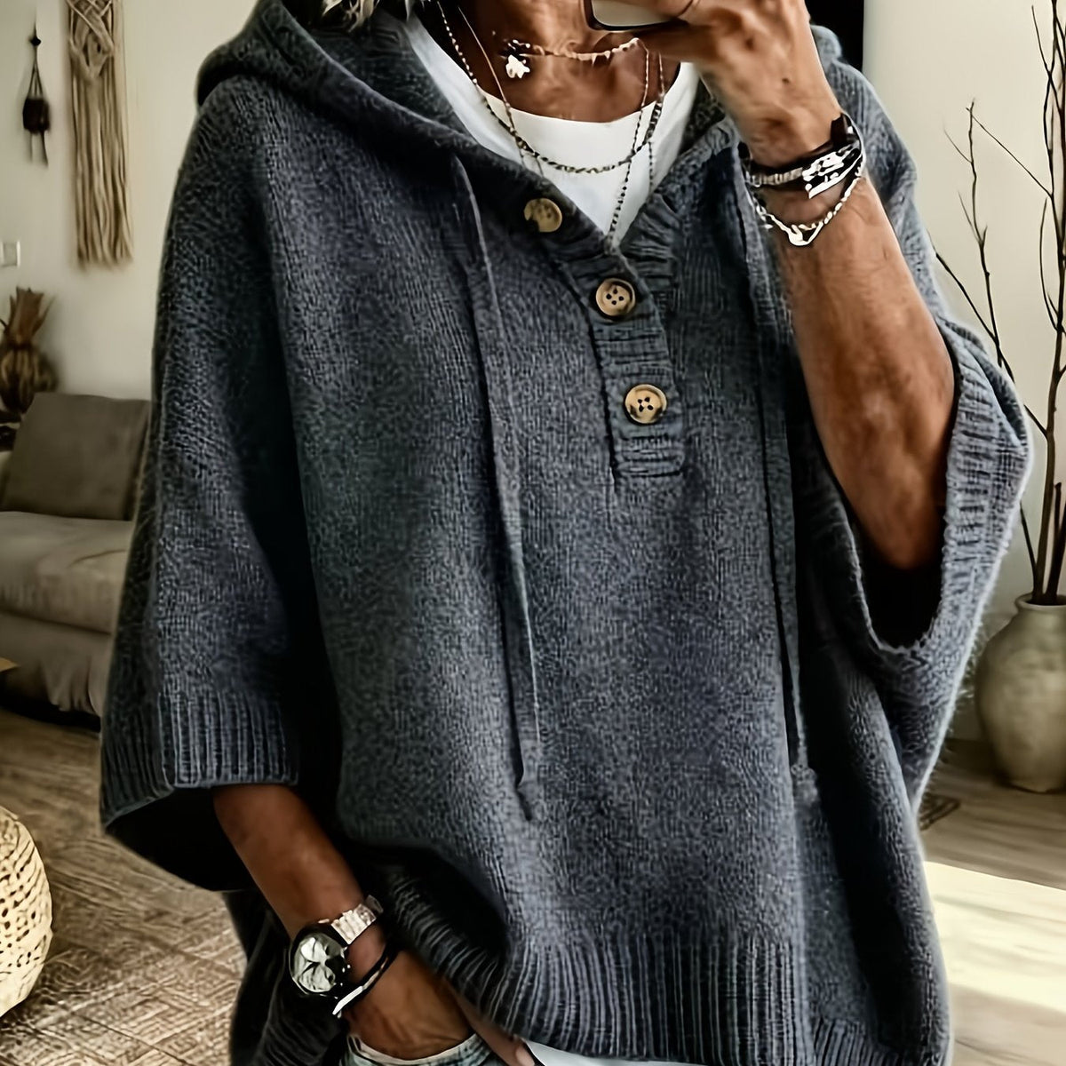 Gilda™ | Puff Sleeve Hooded Sweater