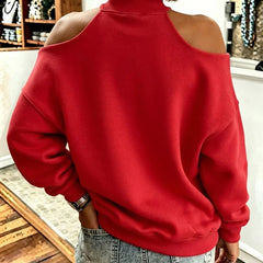 Skylar Bow-Accent Off-Shoulder Sweatshirt - detail