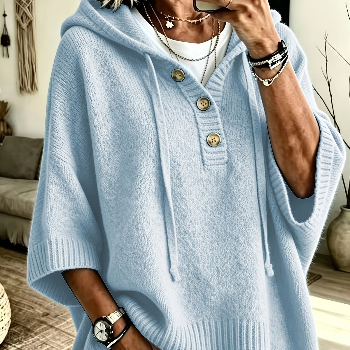 Gilda™ | Puff Sleeve Hooded Sweater
