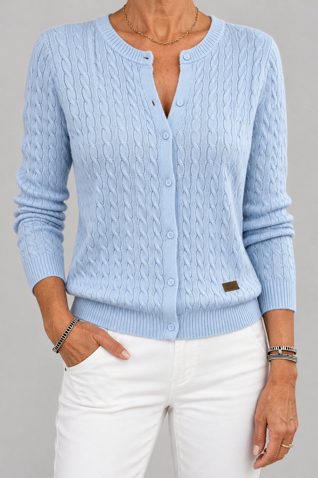 Tilde cable-knit button cardigan, detail view
