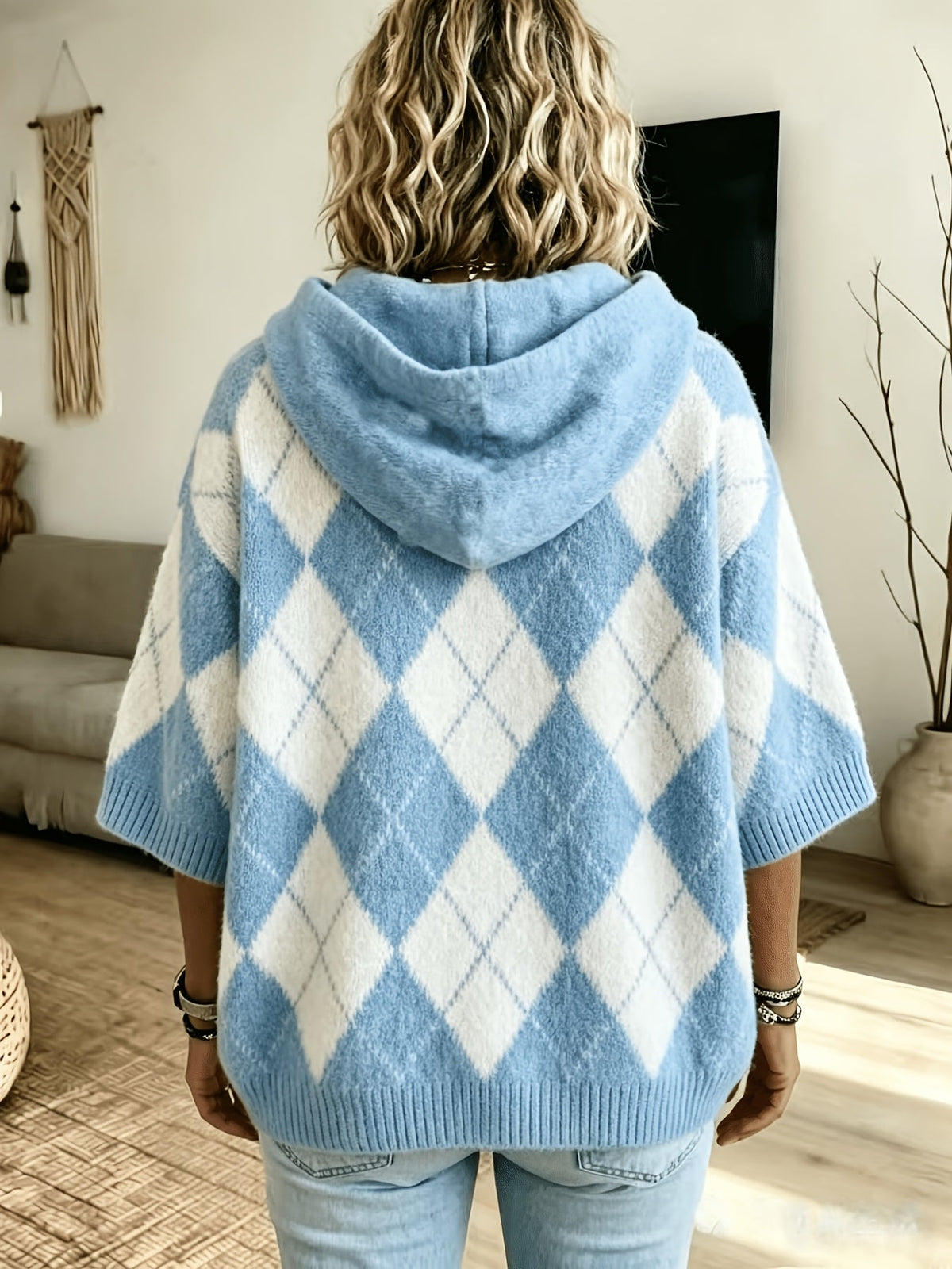 Judith™ | Retro Diamond Hooded Sweater