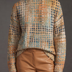 Adaline Lattice Turtleneck Sweater - Sand Ochre