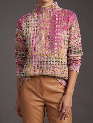Adaline Lattice Turtleneck Sweater - Orchid