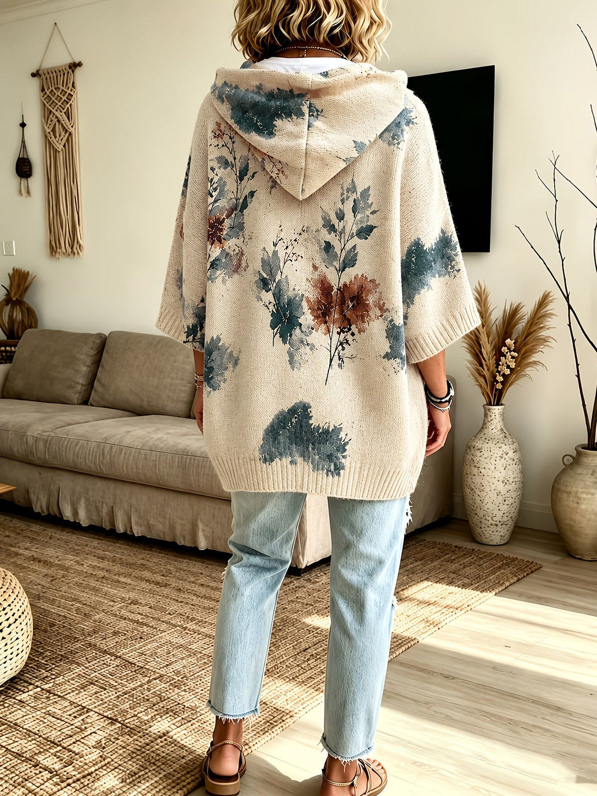 Blythe™ | Floral Hooded Cape Sweater
