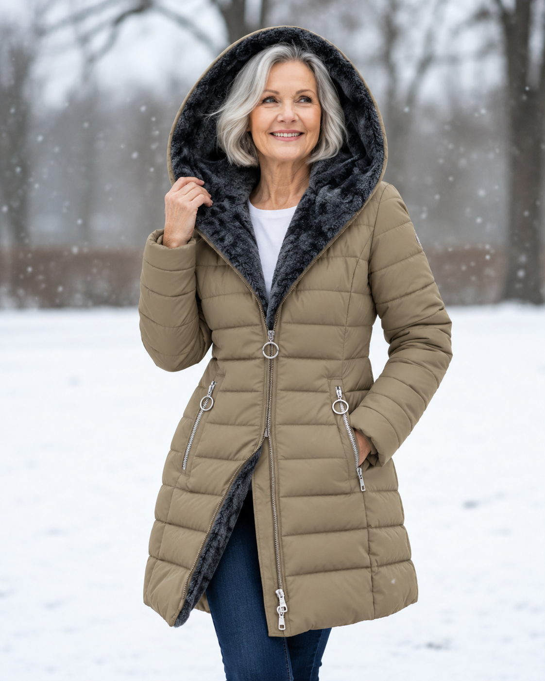 Marga | Warm Quilted Winter Coat with Hood