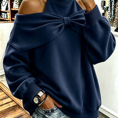 Skylar Bow-Accent Off-Shoulder Sweatshirt - side