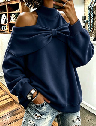 Skylar Bow-Accent Off-Shoulder Sweatshirt - side