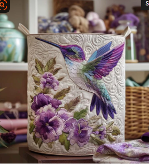 Lavonne™ Purple Blossom Quilted Laundry Basket