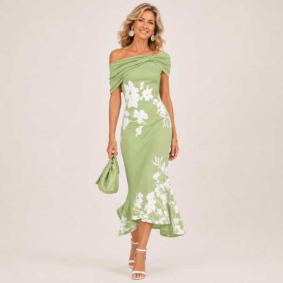 Althea | Floral Off-Shoulder Midi Dress