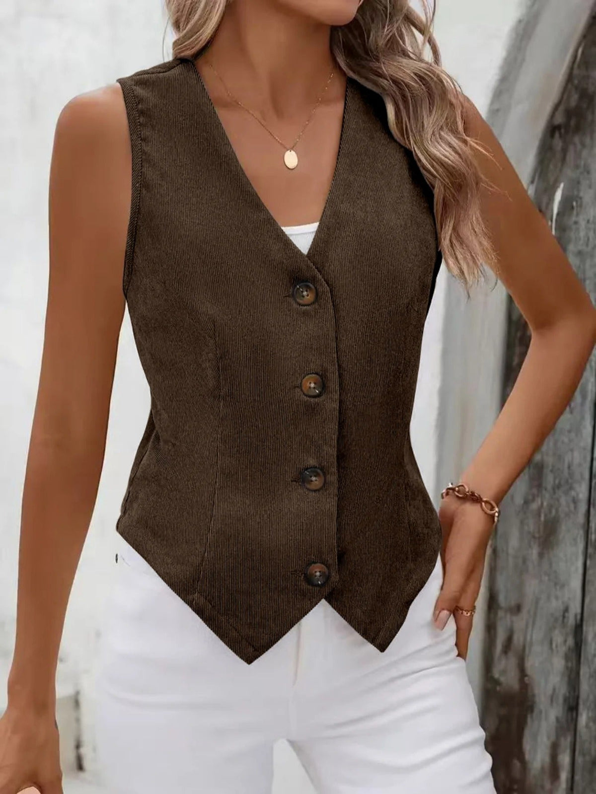 Ethel | Fitted Corduroy Vest