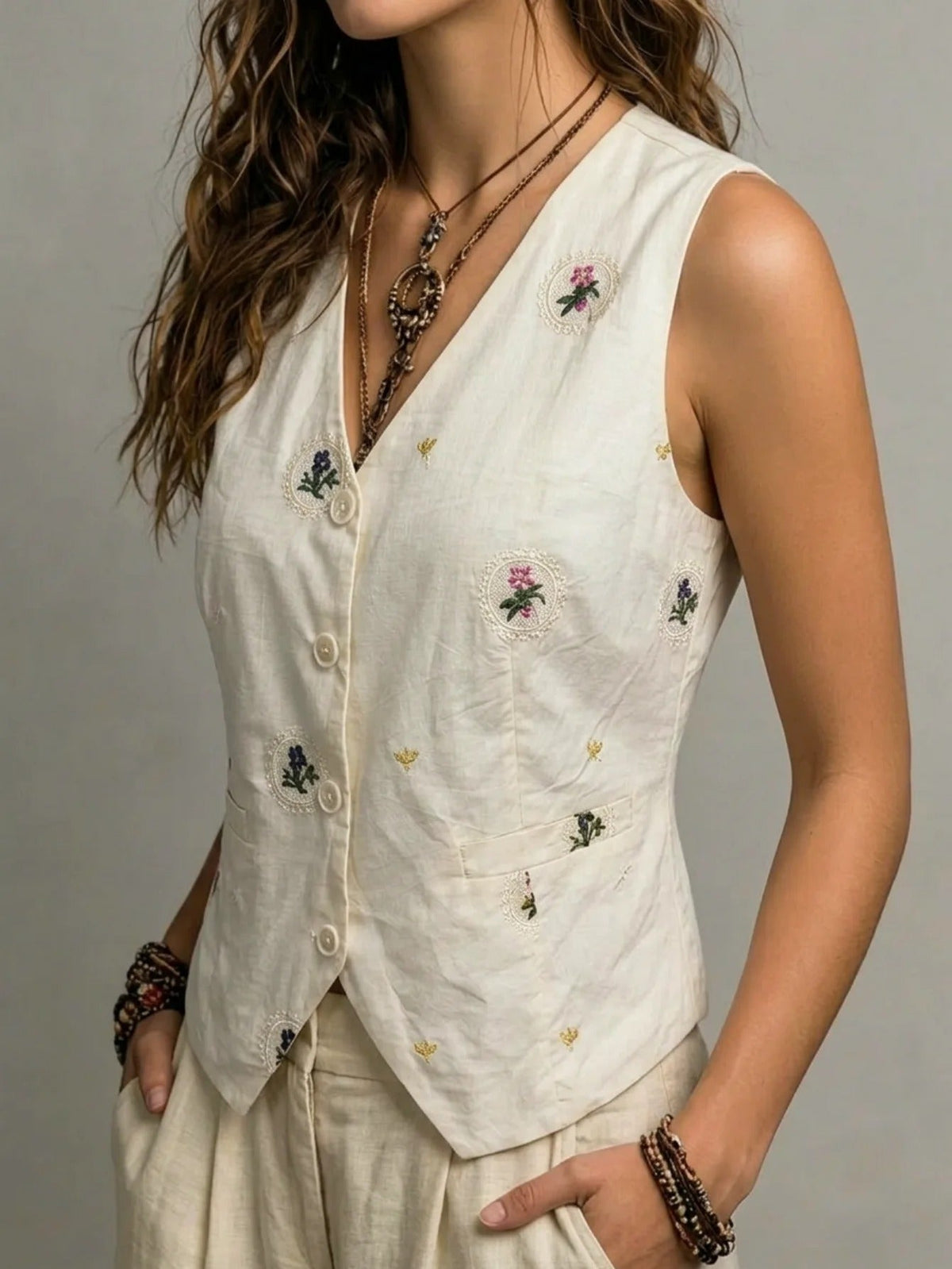 Norma | Adjustable Embroidered Vest