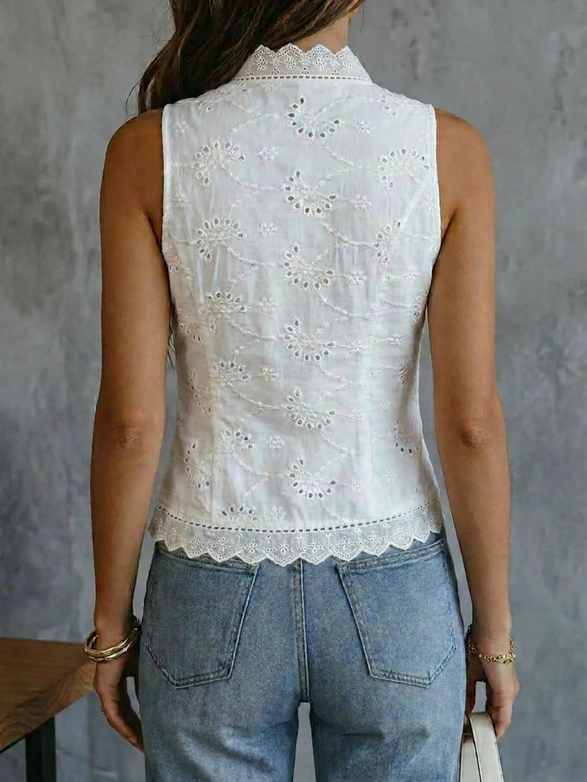 Lena | Embroidered Lace Vest